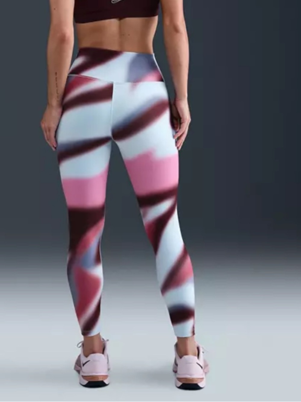 Nike Dri-FIT Abstract Print Leggings - Pink, Light Blue & Burgundy